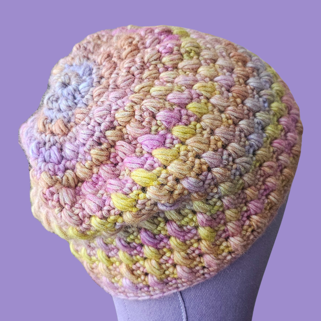 crochet string of pearls beanie