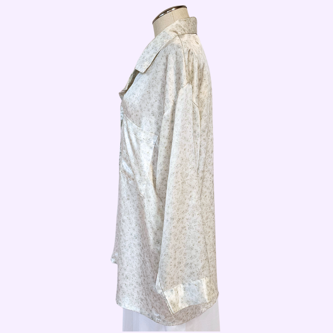 fantasies by morgan taylor ivory & blue floral button down