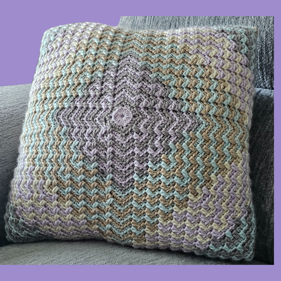 crochet mosaic pillow