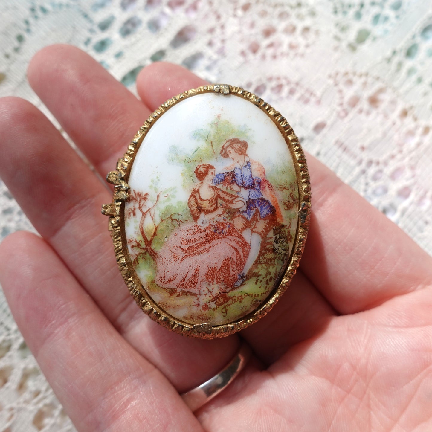 vintage painted pill box