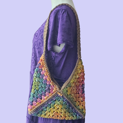 crochet rainbow shoulder bag