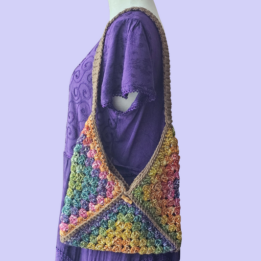 crochet rainbow shoulder bag