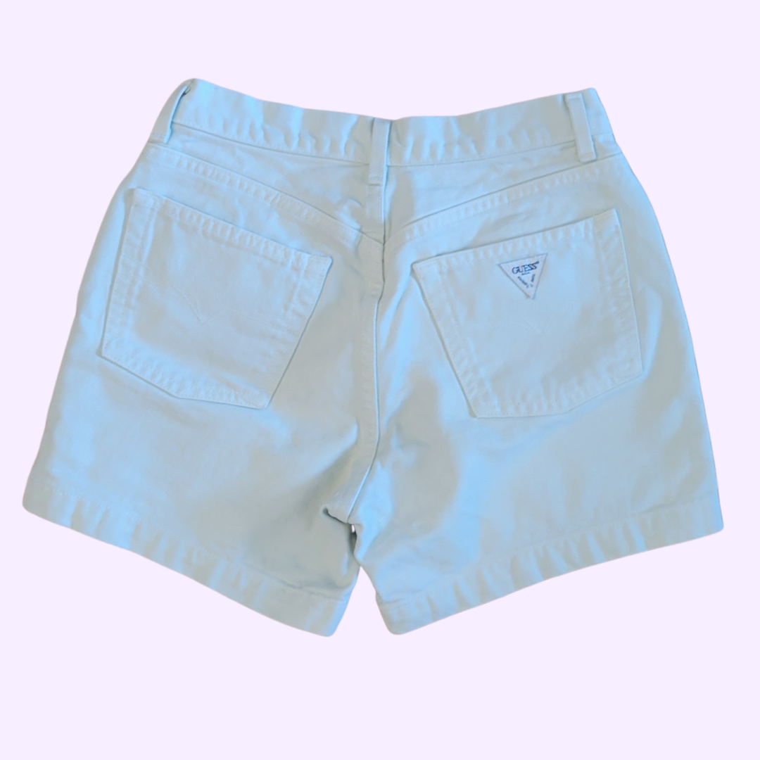 pastel mint high waisted denim shorts