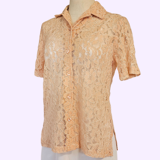 salon studio by haband peach sheer lace skirt