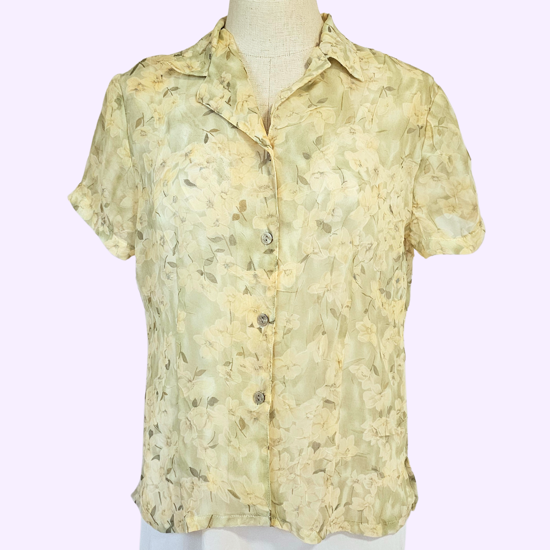 requirements green and yellow sheer blouse