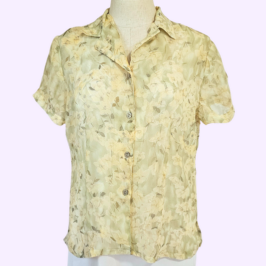requirements green and yellow sheer blouse