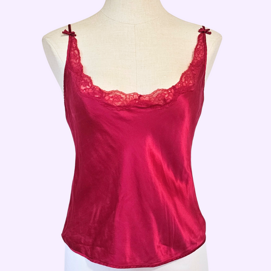 victoria's secret fuchsia bow detail silk camisole