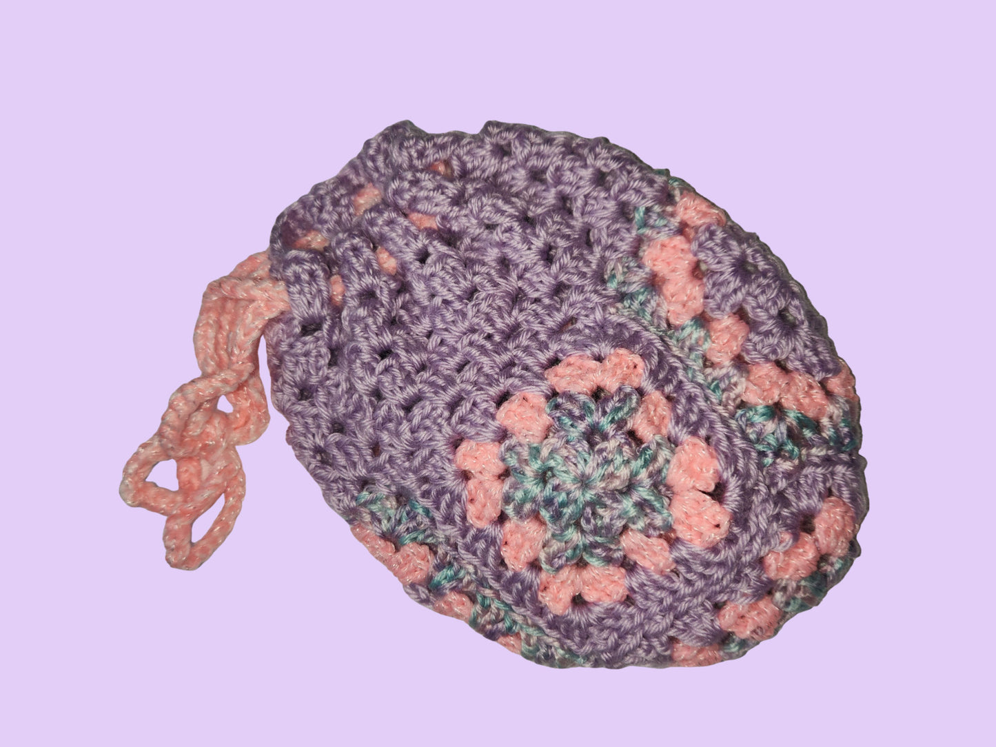 crochet granny drawstring bag