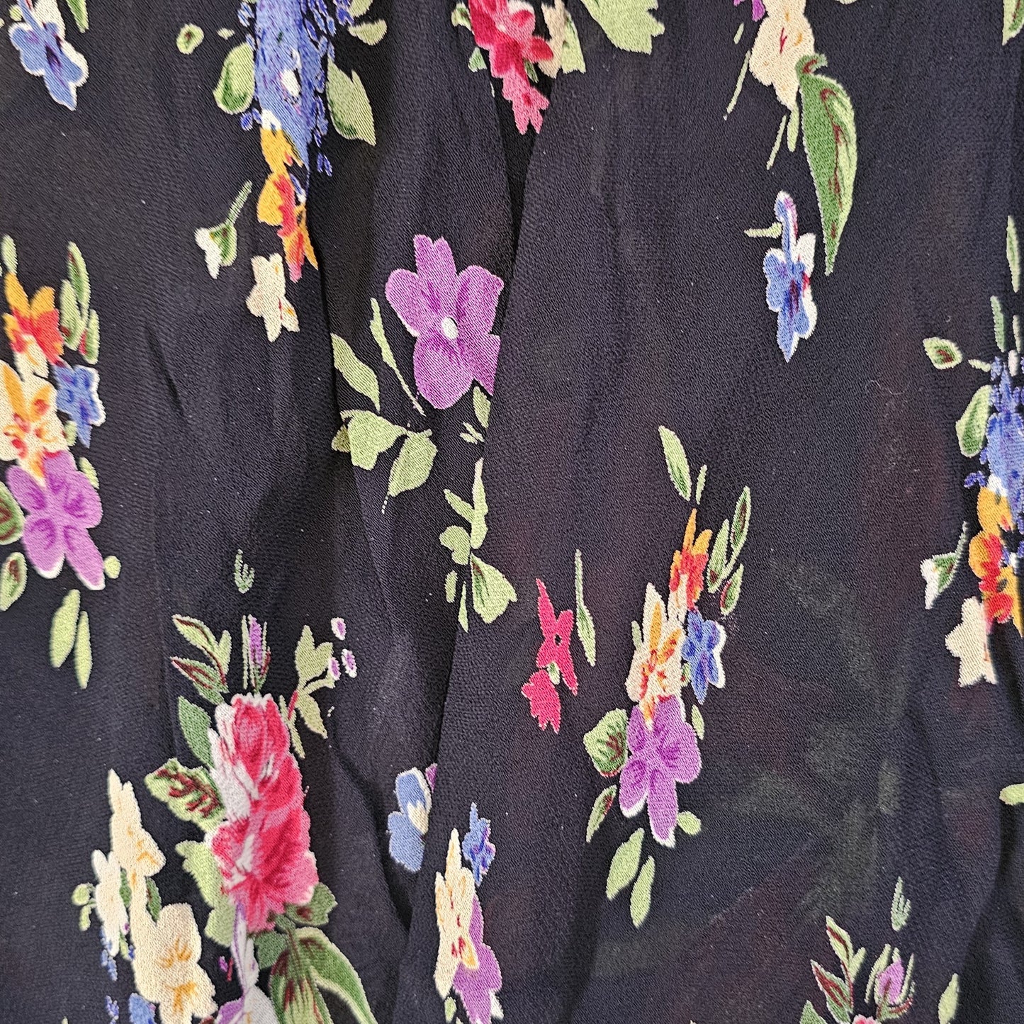 unbranded sheer black floral midi skirt