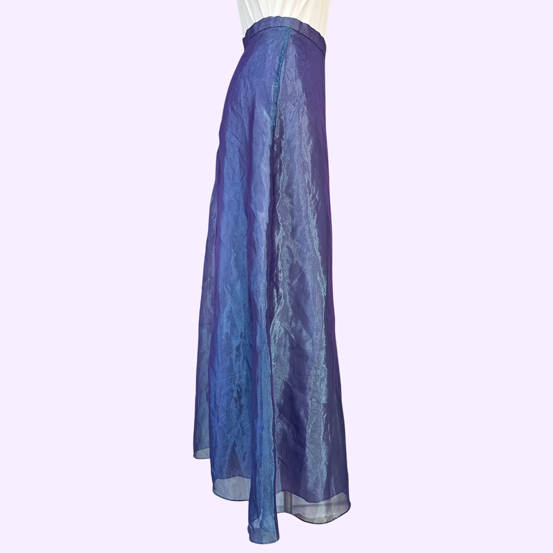blondie nites purple shiny a line maxi skirt