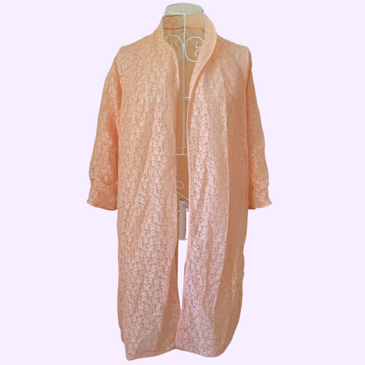 sheer peach lace robe