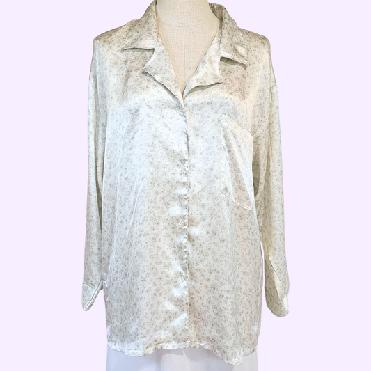 fantasies by morgan taylor ivory & blue floral button down