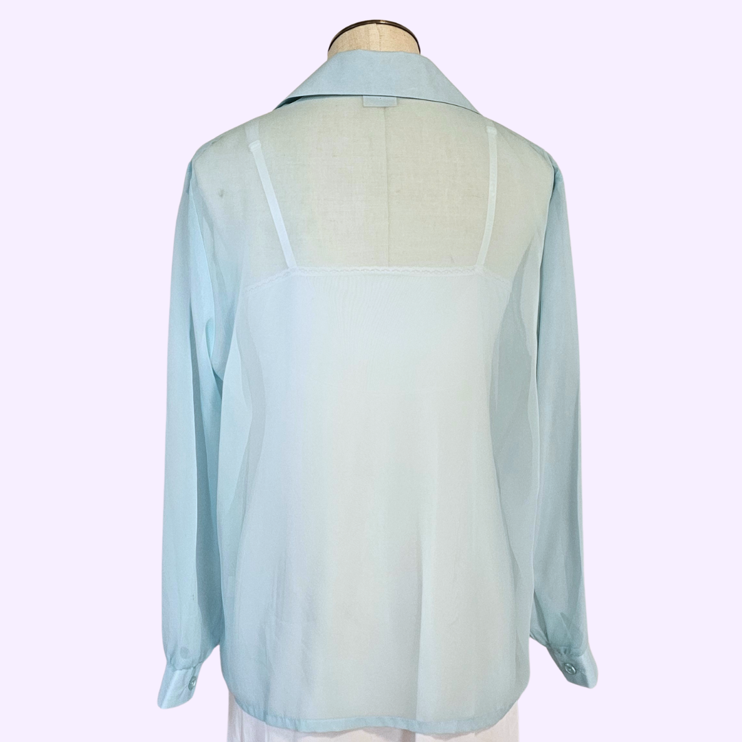 haband! long sleeve sheer blue button down