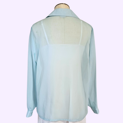 haband! long sleeve sheer blue button down