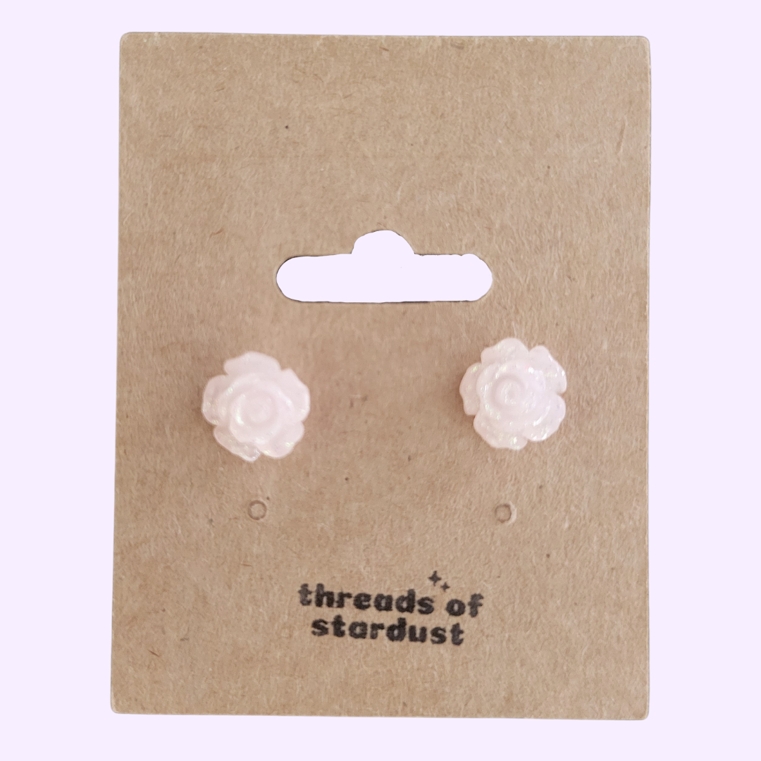 tiny glittery rose studs (multiple color options)
