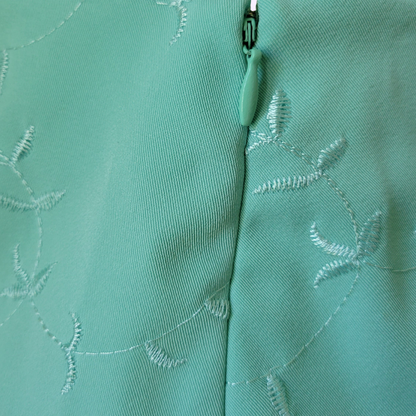 robin egg blue floral embroidered skirt