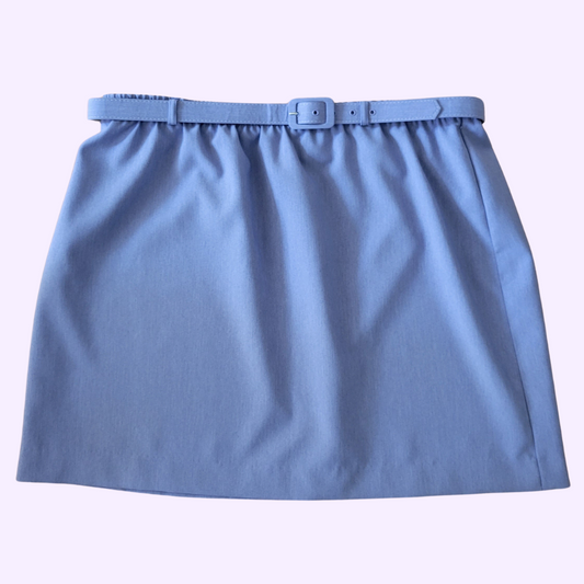 periwinkle mini skirt with matching belt