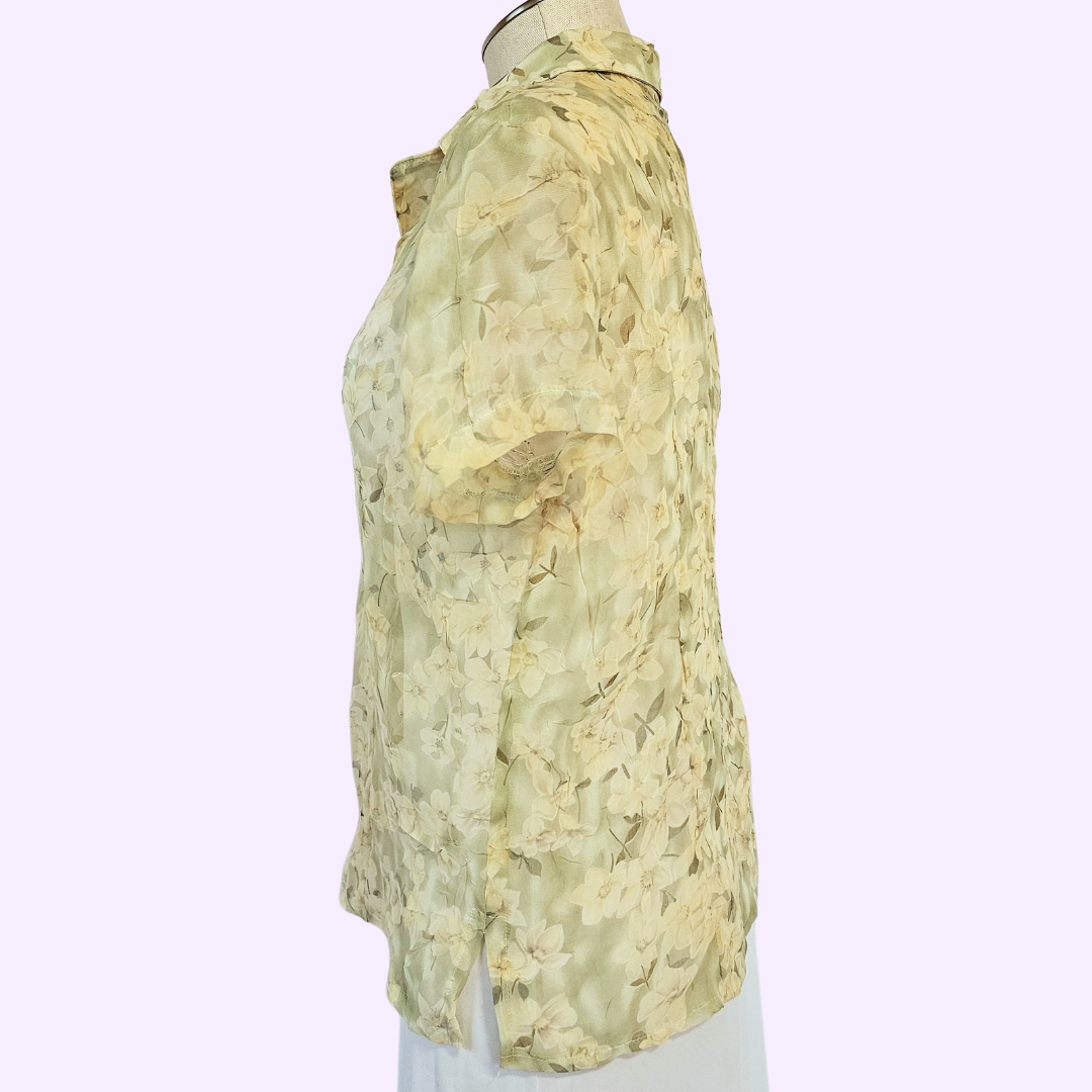 requirements green and yellow sheer blouse