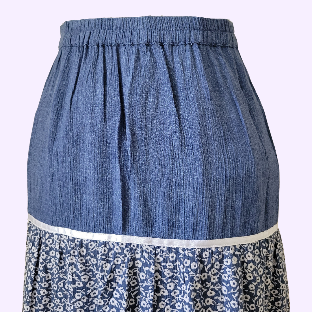 cottagecore floral blue skirt