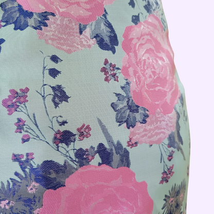 blue and pink rose micro mini skirt