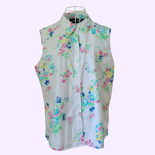 floral print sleeveless button up