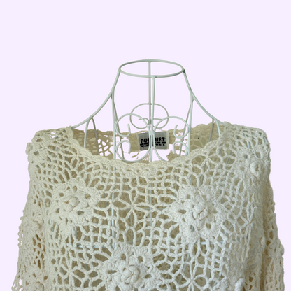 ivory floral crochet top