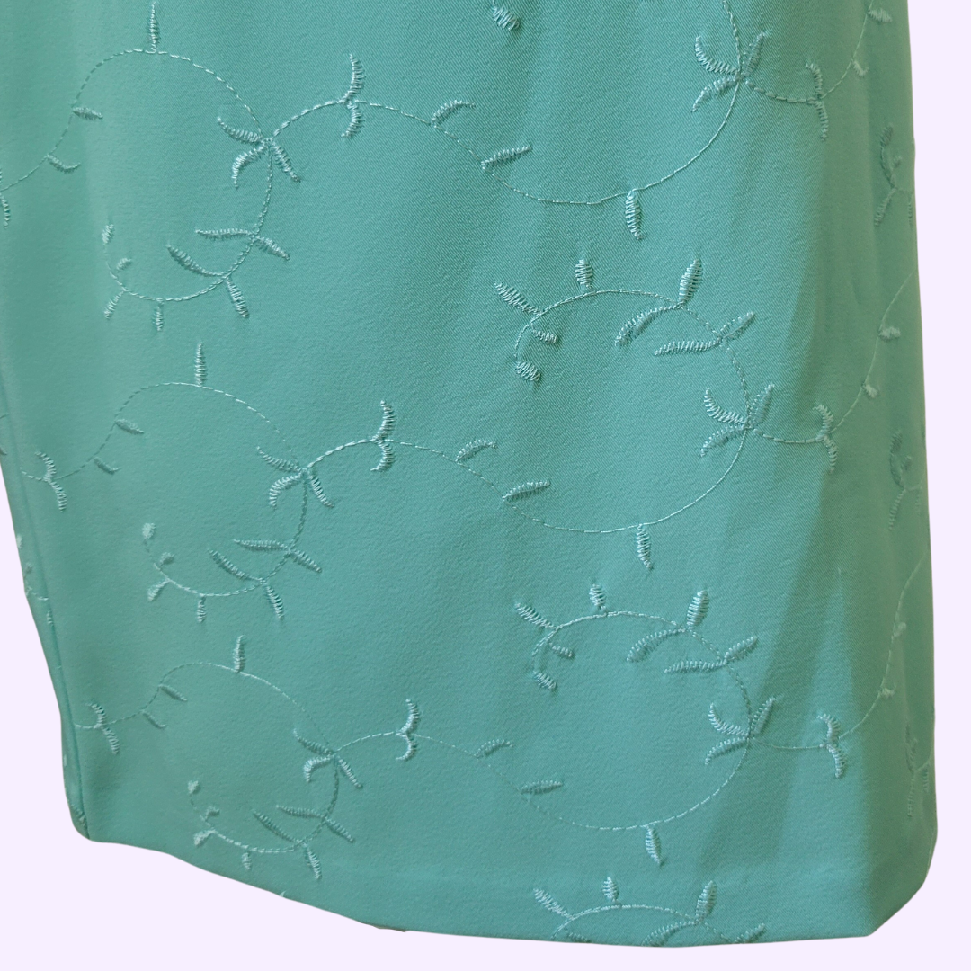robin egg blue floral embroidered skirt