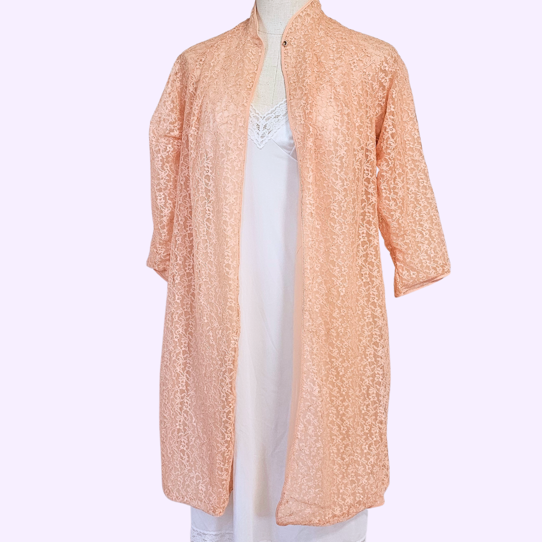 peach lace robe