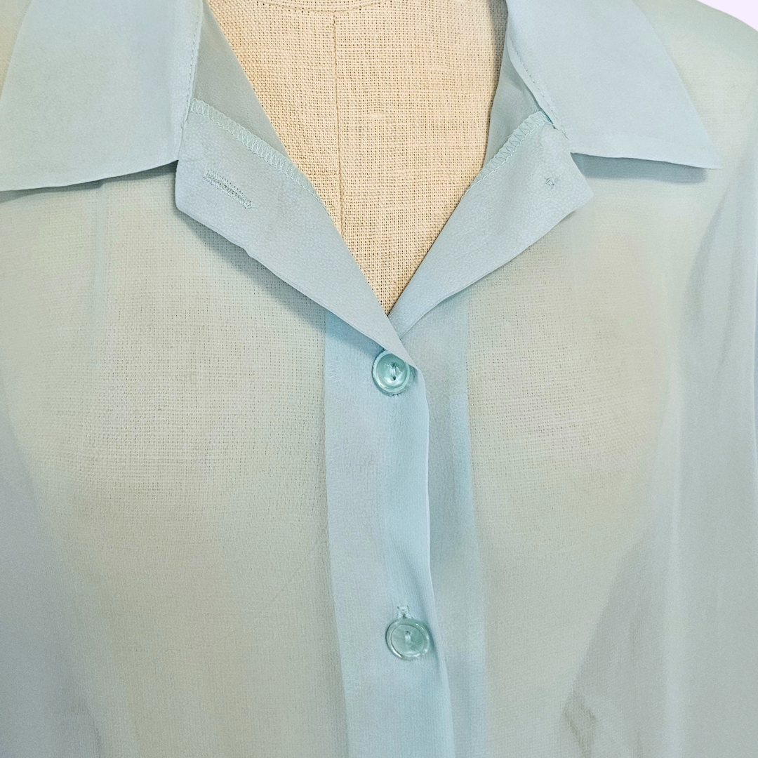 haband! long sleeve sheer blue button down