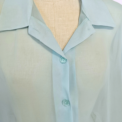 haband! long sleeve sheer blue button down