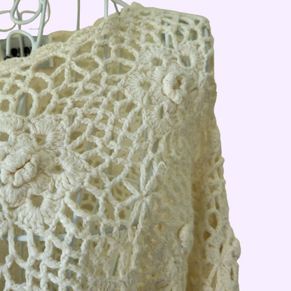 ivory floral crochet top