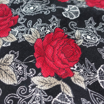 black and red rose midi skirt