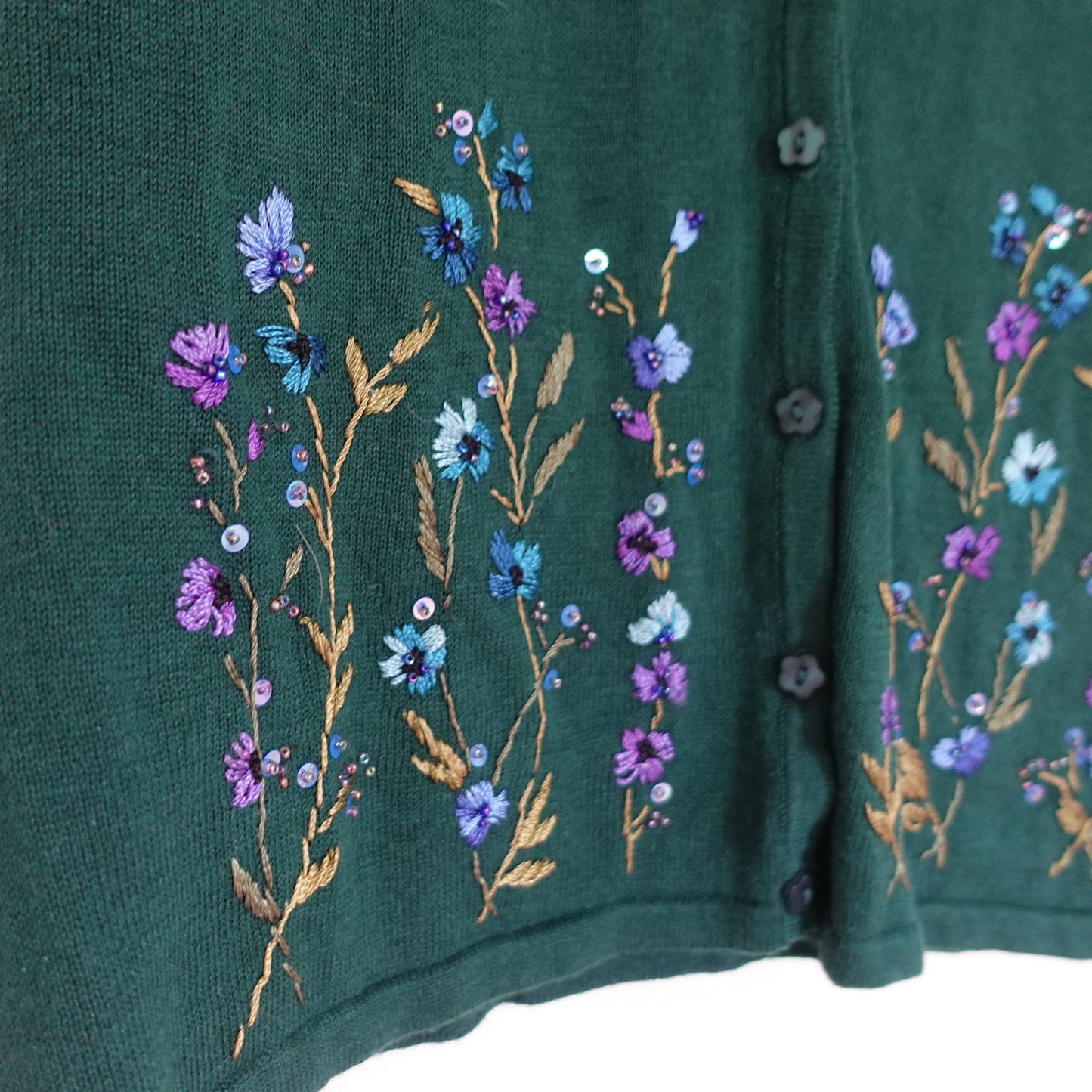 forest green embroidered cardigan