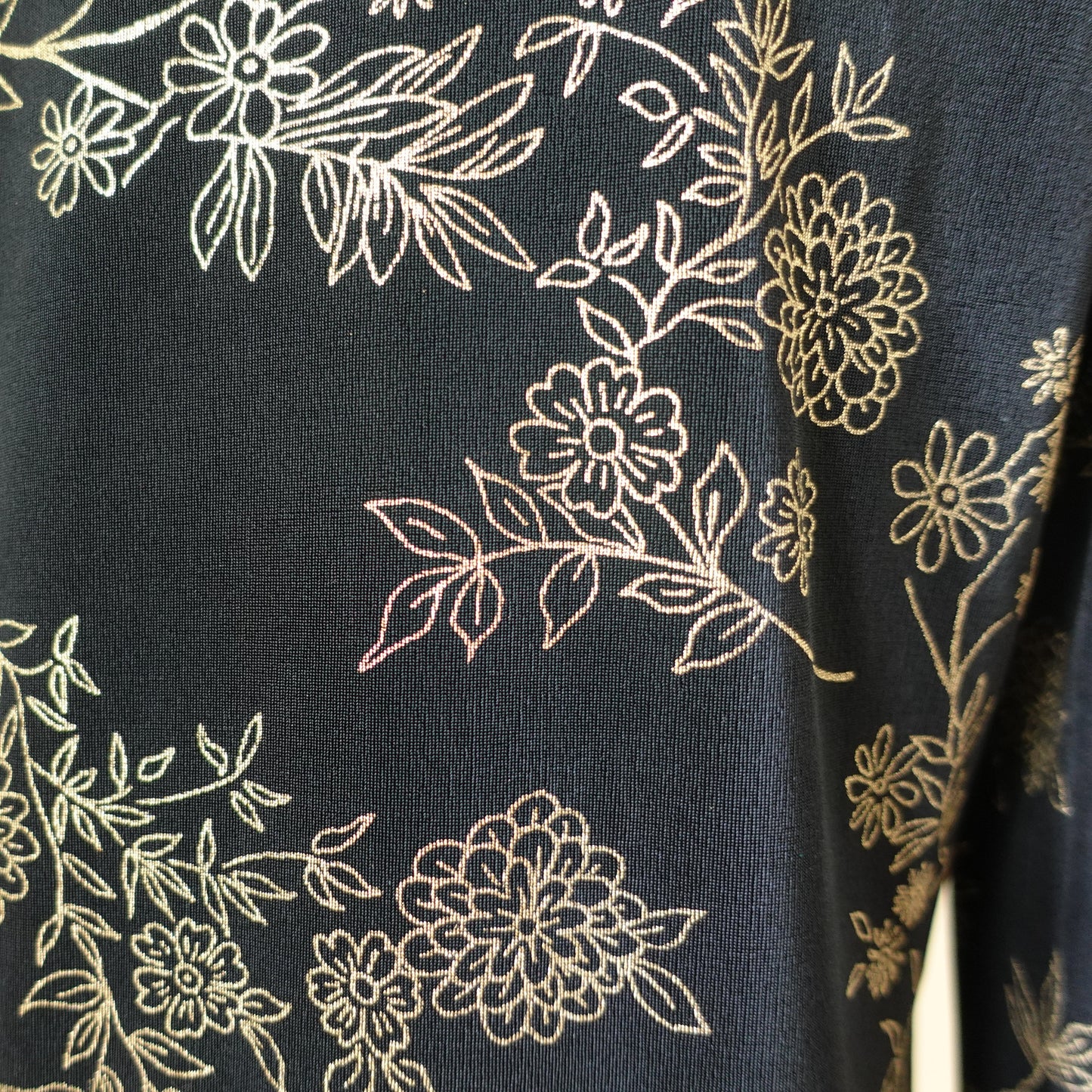 black knit floral long sleeve top