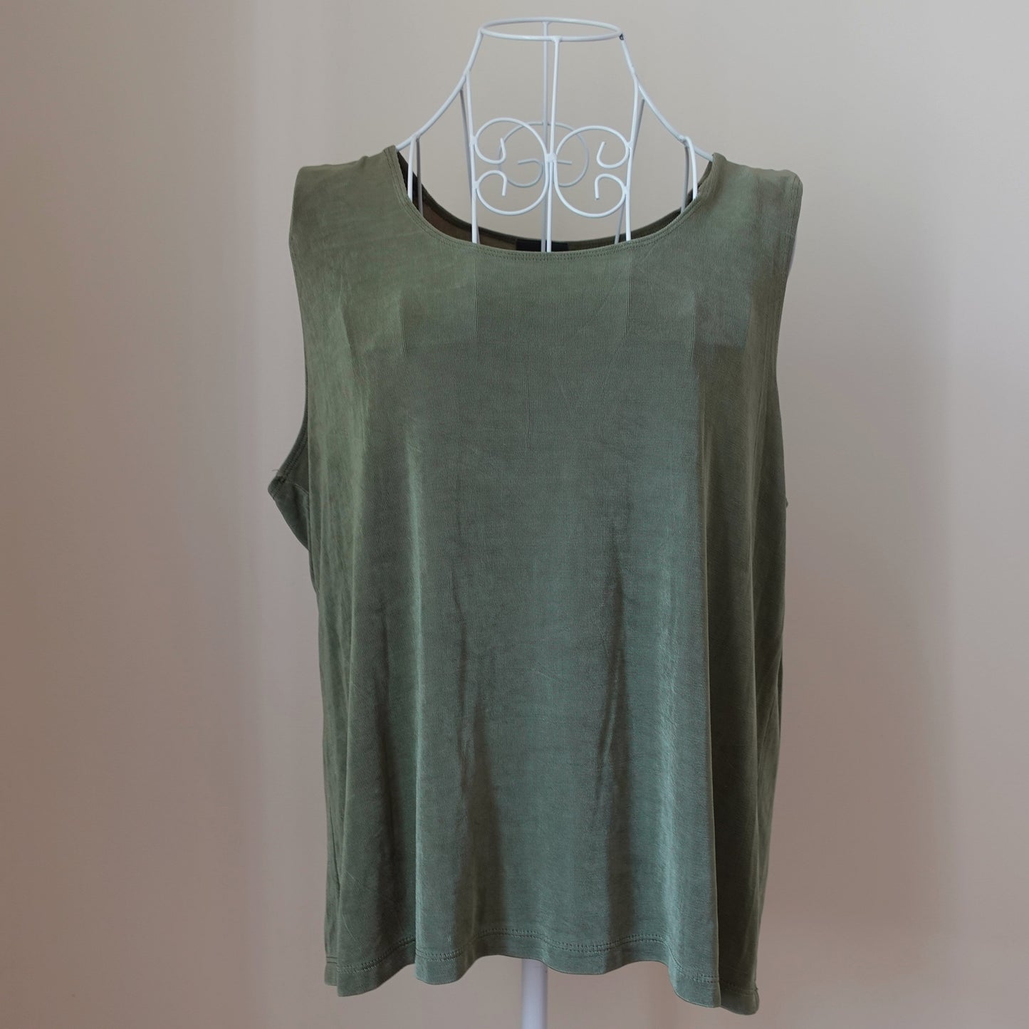 sage green sleeveless top with stretch
