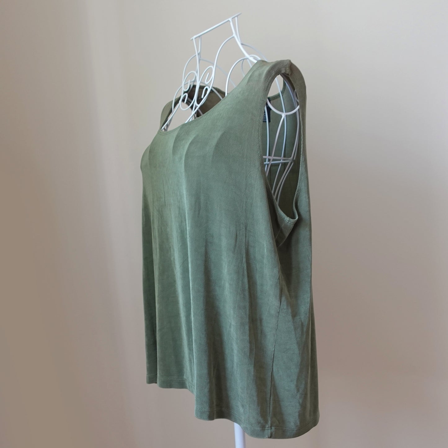 sage green sleeveless top with stretch