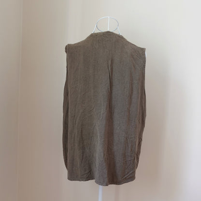 brown button down textured top with distressing