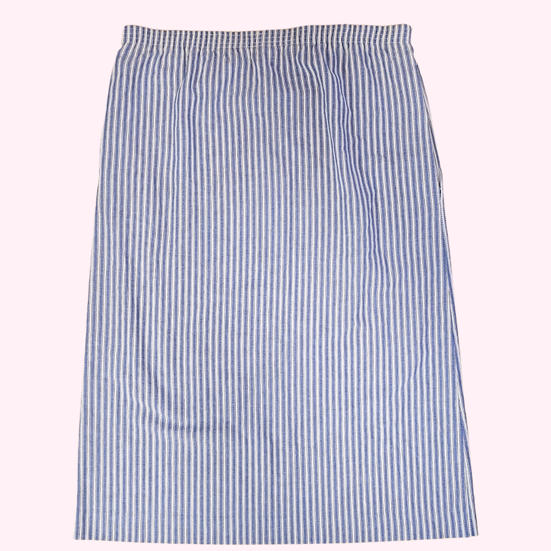 orvis blue & white stripe midi skirt