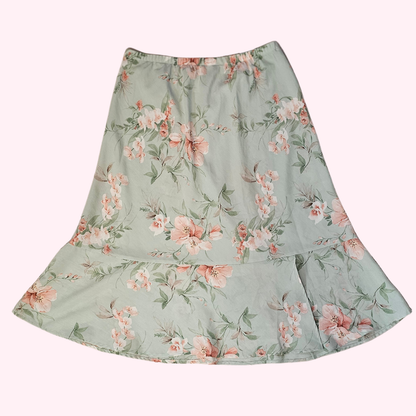 alfred dunner light green floral midi skirt