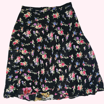 unbranded sheer black floral midi skirt