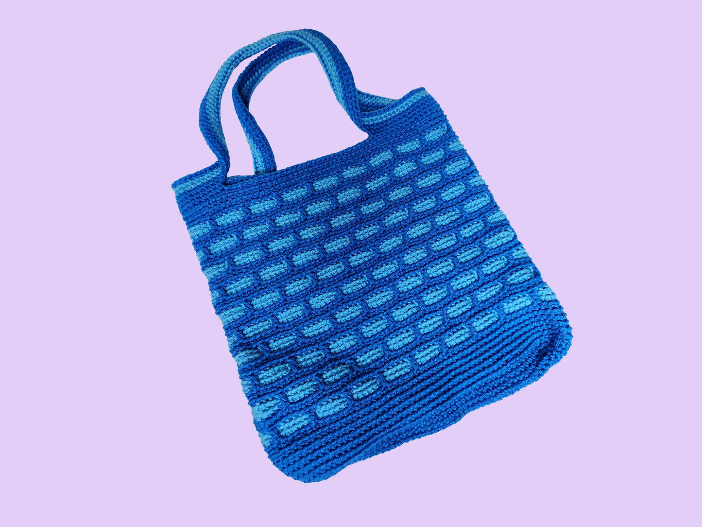 crochet brick mosaic tote bag