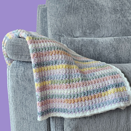 crochet rainbow stripe throw