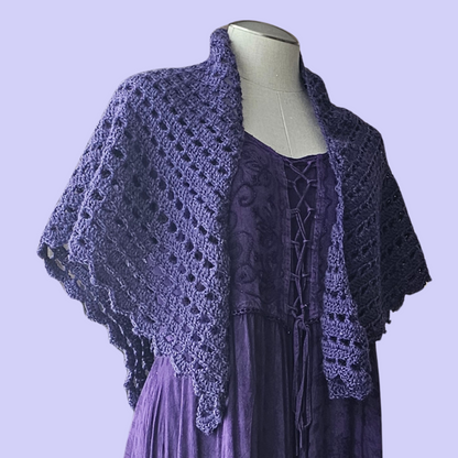 crochet eyelet lace triangle shawl