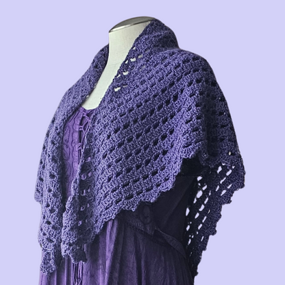 crochet eyelet lace triangle shawl