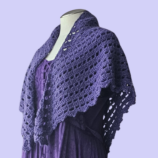 crochet eyelet lace triangle shawl