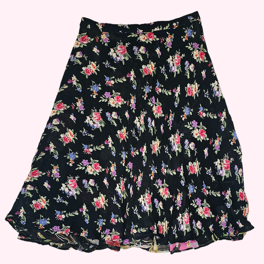 unbranded sheer black floral midi skirt