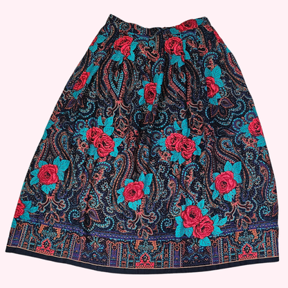 ag options multicolor rose & paisley midi skirt