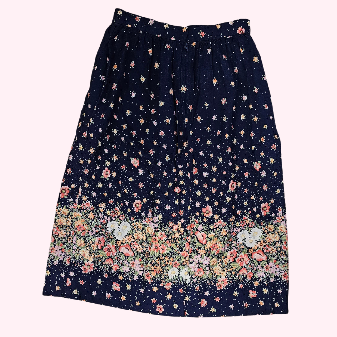 unbranded navy floral midi skirt