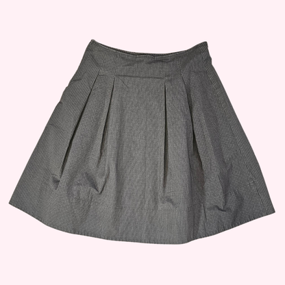 merona gray striped knee length skirt