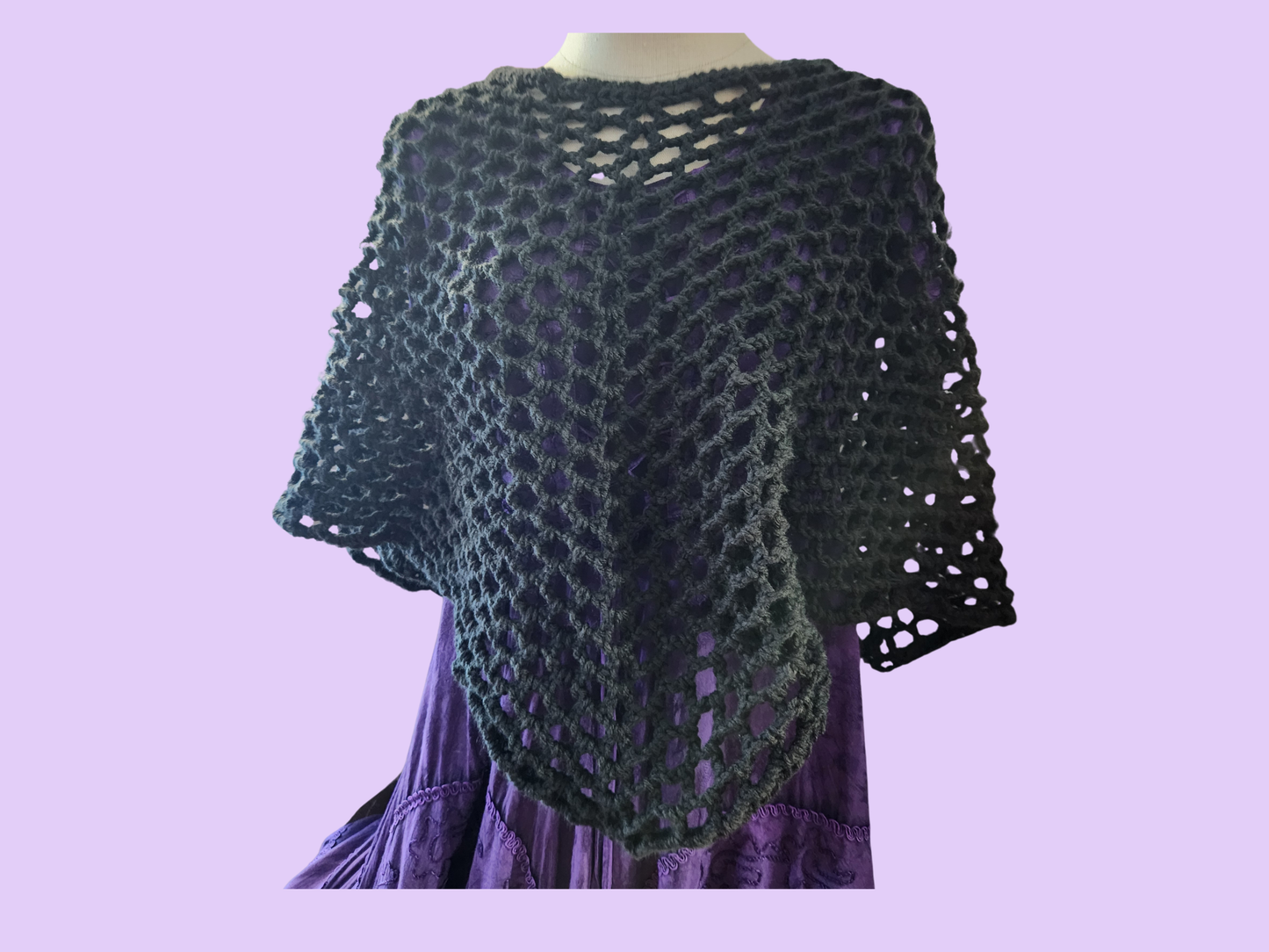 crochet 4-point mesh poncho
